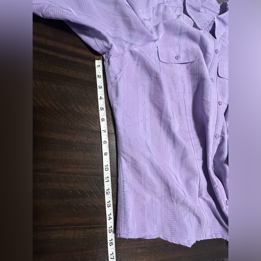 Woman’s Croft & Barrow Lavander Button Down Shirt 3/4 Roll Tab Sleeve Size 1X - Picture 7 of 13